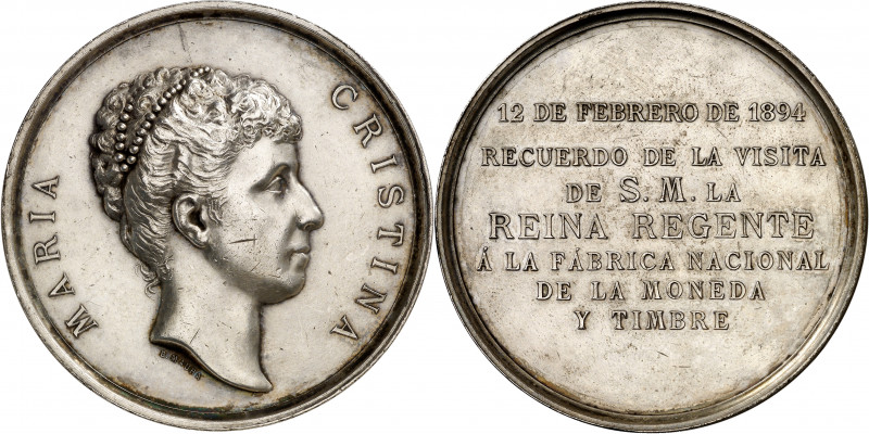 1894. Alfonso XIII. Visita de la regente a la FNMT. Medalla. (V. 565 var metal)....