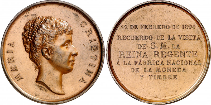1894. Alfonso XIII. Visita de la regente a la FNMT. Medalla. (Ruiz Trapero 1012)...
