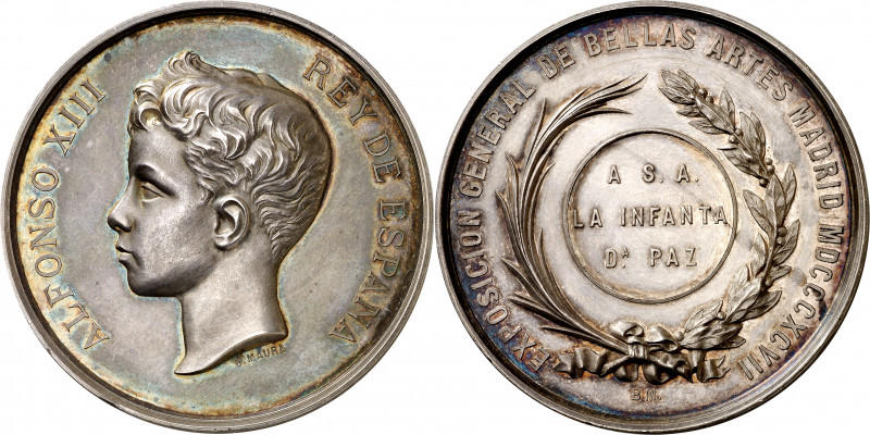 1897. Alfonso XIII. Madrid. Exposición Nacional de Bellas Artes. Medalla. (V. 57...
