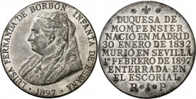 1897. Alfonso XIII. Muerte de la Infanta Luisa Fernanda. Medalla. Grabador: Reginald Huth. Bella. Escasa. Metal blanco. 15,90 g. Ø35 mm. EBC.