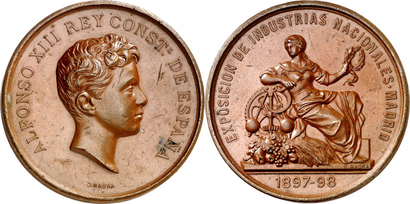 1897-1898. Alfonso XIII. Madrid. Exposición de Industrias Nacionales. Medalla. (...