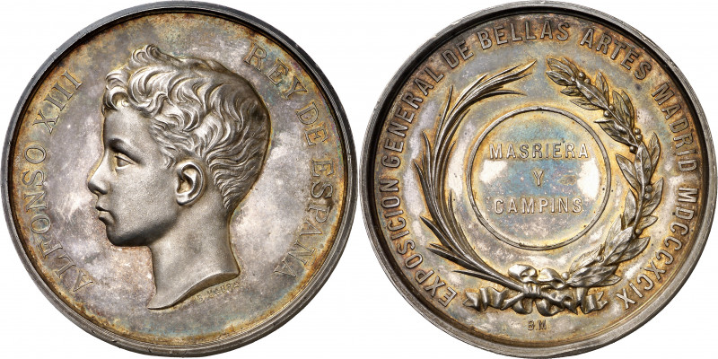 1899. Alfonso XIII. Madrid. Exposición General de Bellas Artes. Medalla. (V. 582...