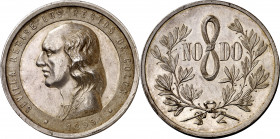 1899. Alfonso XIII. Sevilla. Traslado de los restos de Colón desde La Habana. Medalla. (V. 588). Grabador: E. López Lorenzis. Golpecitos. Escasa. Plat...
