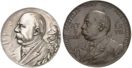 1899. Alfonso XIII. Muerte de Emilio Castelar. Conjunto de 2 medallas distintas. Grabadores: Gotuzzo y E. Arnau. Ex Colección Jordana Pozas (medalla b...