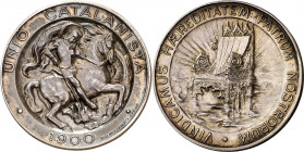 1900. Unió Catalanista. Barcelona. Medalla (100 pesetas). (AC. 137) (Cru. Medalles 923 var metal). Grabador: Vallmitjana. Bella. Ex Áureo 08/05/2001, ...