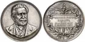 1903. Alfonso XIII. Muerte de Sagasta. Medalla. Grabador: J. Gottuzzo. Golpes en canto. Rara. Bronce plateado. 100,80 g. Ø60 mm. EBC-.
