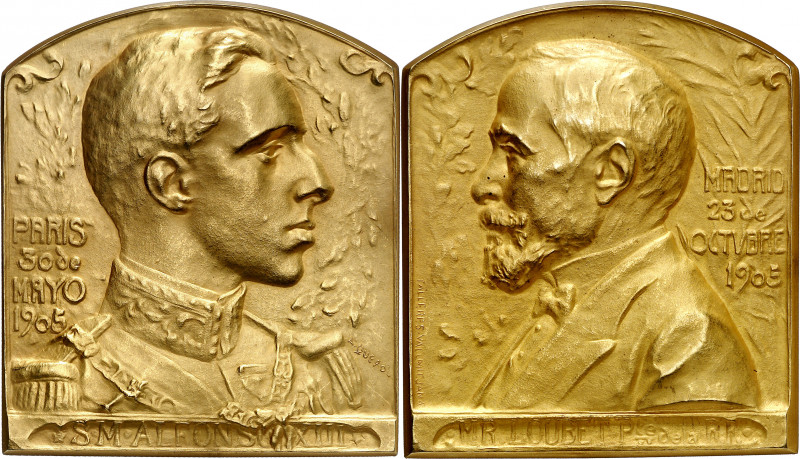 1905. Alfonso XIII. Visita de Mr. Loubet al rey Alfonso XIII. Medalla. (RAH 755 ...
