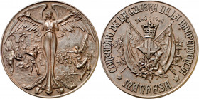 1908. Alfonso XIII. Manresa. Centenario de la Guerra de la Independencia. Medalla. (Cru.Medalles 1050a) (Pérez Guerra 790) (RAH 760). Grabador: F. Cui...