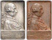 1914. Alfonso XIII. Barcelona. 150º Aniversario de la Academia de las Ciencias y las Artes. Conjunto de 2 medallas en metales distintos. (Cru.Medalles...