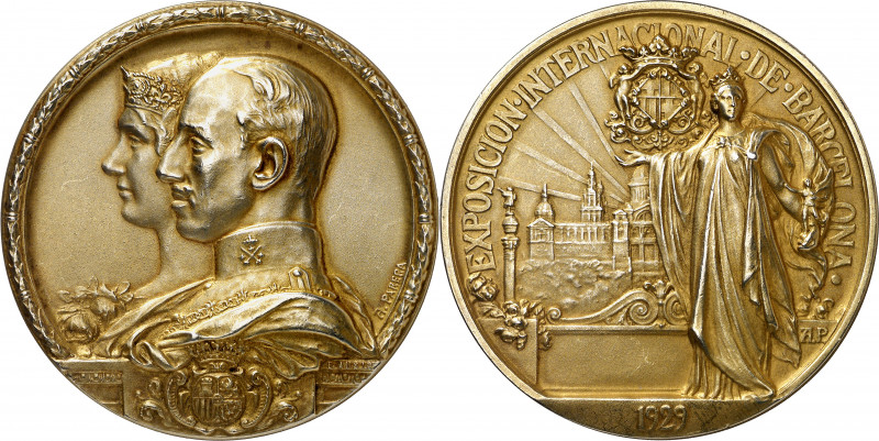 1929. Alfonso XIII. Barcelona. Exposición Internacional. Medalla. (Cru.Medalles ...