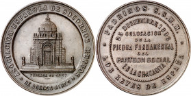 Argentina. 1896. Buenos Aires. Panteón social en el cementerio de la Chacarita. Medalla. (V. 575 var metal). Bronce. 40,55 g. Ø45 mm. EBC.