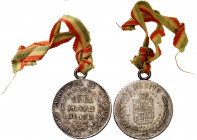 Bolivia. 1918. El Concejo Municipal. Premio al Mérito. Medalla. Plata. 7,38 g. Ø24 mm con anilla solidaria de 5 mm y cinta con la bandera de Bolivia. ...