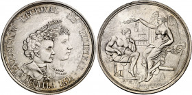 Filipinas. 1895. Alfonso XIII. Manila. Exposición Regional. Medalla. (V. 572). Golpecito. Ex Áureo 05/02/2003, nº 2679. Escasa. Plata. 39,55 g. Ø40 mm...