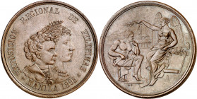 Filipinas. 1895. Alfonso XIII. Manila. Exposición Regional. Medalla. (V. 573). Bronce. 36,75 g. Ø40 mm. EBC.