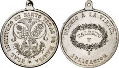 Filipinas. s/d (1898). Manila. Real Instituto Santo Tomás. Premio al Mérito. Medalla. Grabador: Bru. Ex Colección Bohol 09/11/2017, nº 1465. Plata. 22...