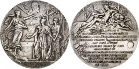 Francia. 1896. París. Primera piedra del puente Alexandre III. Medalla. (Diakov 1320.1) (Florange 189). Grabador: Daniel Dupuis. Marca en canto: cornu...