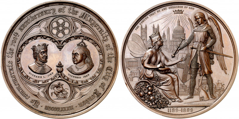 Gran Bretaña. 1889. Londres. 700º Aniversario de la alcaldía. Medalla. (BCM. 175...