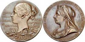 Gran Bretaña. 1897. Londres. Jubileo de la reina Victoria. Medalla. (BHM 3506) (Eimer 1817). Grabador: aunque sin firma, el busto del anverso es el re...