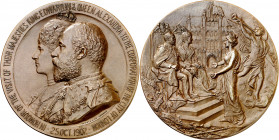 Gran Bretaña. 1902. Eduardo VII y Alexandra visitan la alcaldía de Londres. Medalla. (BHM. 3868) (Eimer 1874). Grabador: Searle and Cº - London. Ex Áu...