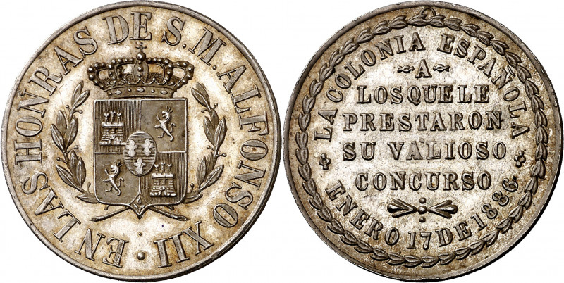 Perú. 1886. Alfonso XIII. Lima. Honras fúnebres de la colonia española a la muer...