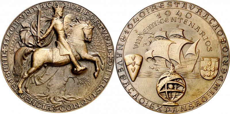 Portugal. 1940. Aniversario de la Fundación e Independencia. Medalla. Bronce. 36...