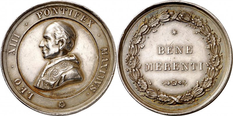 Vaticano. 1878. León XIII (1878-1903). A León XIII, Pontifex Máximus. Medalla. G...