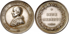 Vaticano. 1878. León XIII (1878-1903). A León XIII, Pontifex Máximus. Medalla. Grabador: F. Bianchi. Golpecitos. Ex Colección Jordana de Pozas. Plata....