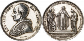 Vaticano. 1880. León XIII (1878-1903). A León XIII, ratificación de la doctrina Tomista. Año III. Medalla. (Bartolotti 880) (Rinaldi 74). Grabador: F....