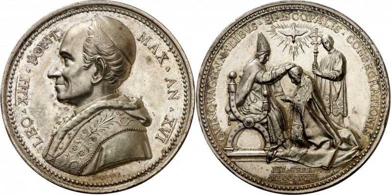 Vaticano. 1893. León XIII (1878-1903). Cincuentenario de su consagración episcop...