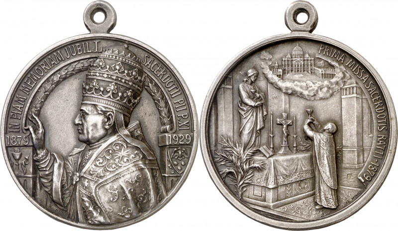 Vaticano. 1929. Pío XI (1922-1939). Jubileo de su Primera Celebración. Medalla. ...