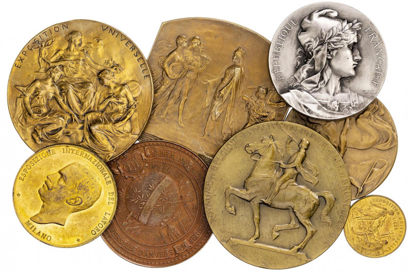 1894-1927. Conjunto de 8 medallas de Exposiciones Universales extranjeras: Bélgi...