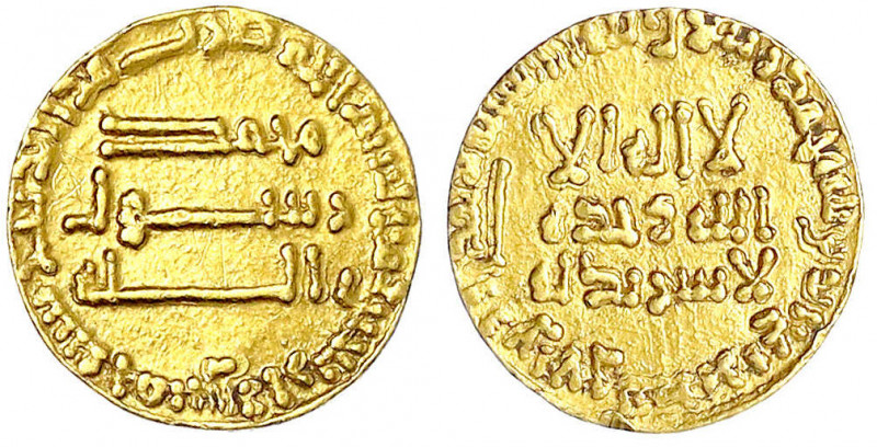 Abbasiden
Al Mansur, 754-775 (AH 136-157)
Dinar AH 145 = 762/763. Ohne Münzstä...