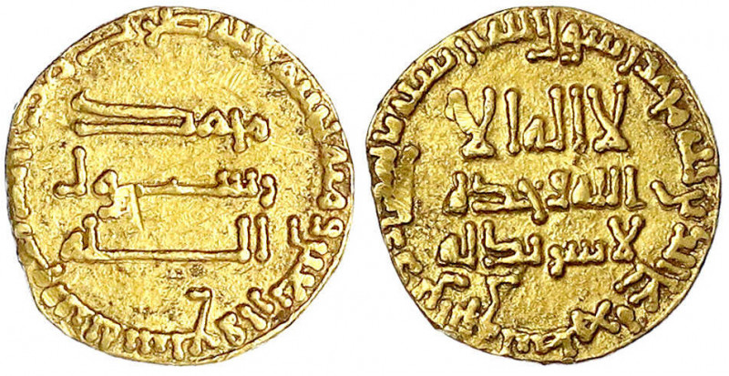 Abbasiden
Al Mansur, 754-775 (AH 136-157)
Dinar AH 147 = 764/765. Ohne Münzstä...