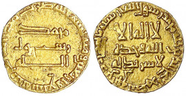 Abbasiden
Al Mansur, 754-775 (AH 136-157)
Dinar AH 147 = 764/765. Ohne Münzstättenangabe (Bagdad). 4,16 g.
sehr schön, Kratzer, winz. Randfehler. B...