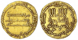 Abbasiden
Al Mahdi, 775-785 (AH 158-169)
Dinar AH 158 = 775/776. Ohne Münzstättenangabe (Bagdad). 4,21 g.
sehr schön. Bernardi 51. Album 210.