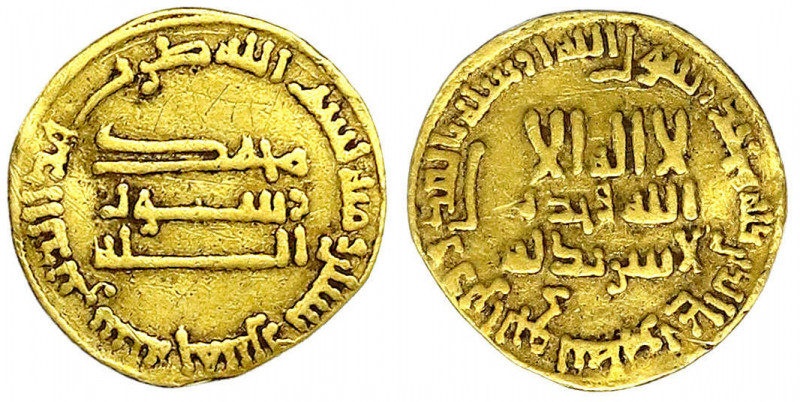 Abbasiden
Al Mahdi, 775-785 (AH 158-169)
Dinar AH 165 = 782/783. Ohne Münzstät...