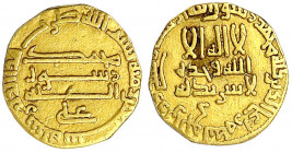 Abbasiden
Harun, 786-809 (AH 170-193)
Dinar AH 170 = 786/787. Mit "ALI" (für Ali bin Sulayman), Misr. 3,83 g.
sehr schön, beschnitten. Bernardi 63....