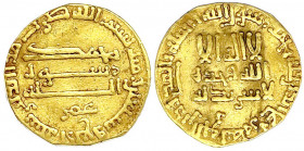 Abbasiden
Harun, 786-809 (AH 170-193)
Dinar AH 174 = 790/791. Ohne Münzstättenangabe (Bagdad). 3,85 g.
sehr schön, beschnitten, gewellt, besseres J...