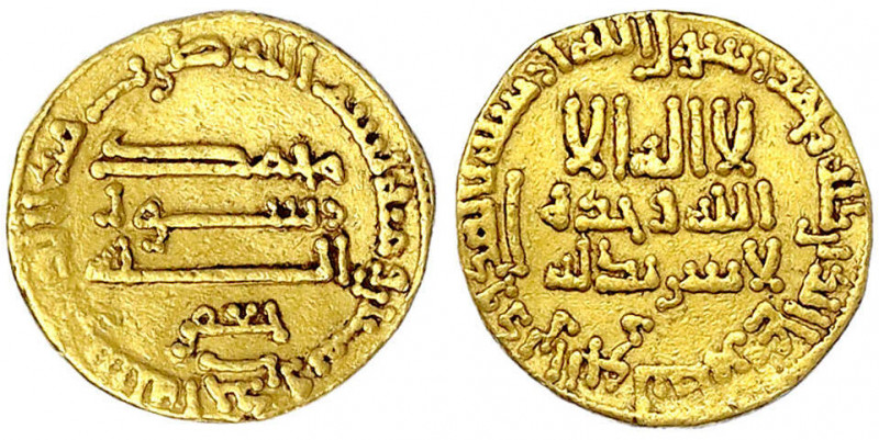 Abbasiden
Harun, 786-809 (AH 170-193)
Dinar AH 181 = 797/798. Mit "JAFAR", ohn...