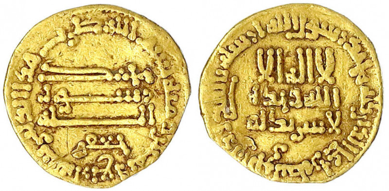 Abbasiden
Harun, 786-809 (AH 170-193)
Dinar AH 184 = 800/801. Mit "JAFAR", ohn...
