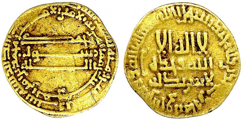 Abbasiden
Harun, 786-809 (AH 170-193)
Dinar AH 186 = 802/803. Ohne Münzstätten...