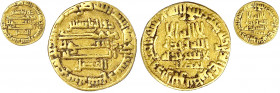 Abbasiden
Al-Mamun, 812-833 (AH 196-218)
Dinar AH 199 = 815/816. Mit "Dhul Riyasatayn Al Fadl" und "Al Muttalib", ohne Münzstättenangabe, Misr. 4,16...
