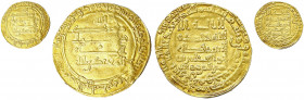 Abbasiden
Al Muqtadir, 908-932 (AH 295-320)
Dinar AH 308 = 920/921, Suq al Ahwaz. 4,66 g.
sehr schön/vorzüglich, von größter Seltenheit
Bernardi f...