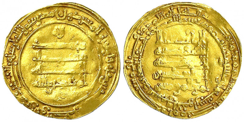 Abbasiden
Al Muqtadir, 908-932 (AH 295-320)
Dinar AH 318 = 930/931, Suq min al...