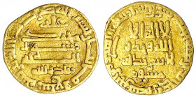 Aghlabiden (in Nordafrika und Sizilien)
Ziyadat Allah I., 816-837 (AH 201-223)
Dinar AH 207 = 822/823, mit "Masrur". 3,98 g.
sehr schön, etwas besc...