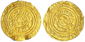 Fatimiden
Al Amir Abu Ali Al Mansur, AH 495-524/AD 1102-1130
Dinar AH 504 = 1110/1111, Misr. 4,07 g.
sehr schön, Randfehler. Nicol 2523.