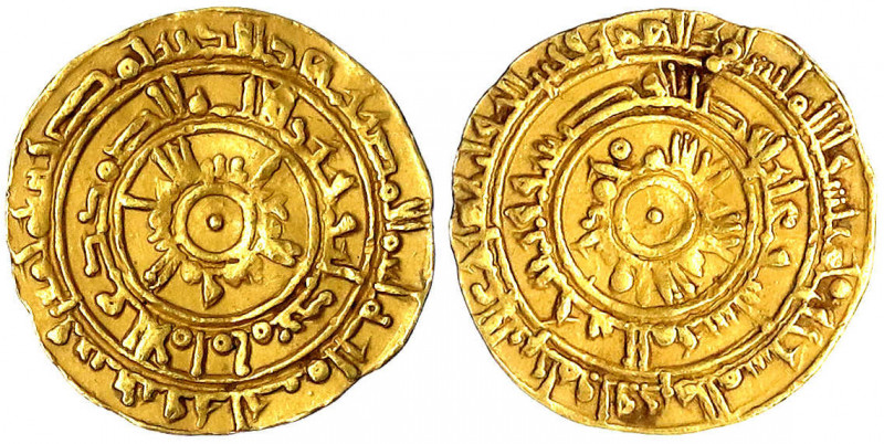Fatimiden
Al Muizz, 952-976 (AH 341-365)
Dinar AH 365 = 976, Misr. 4,12 g.
se...