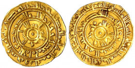 Fatimiden
Al Muizz, 952-976 (AH 341-365)
Dinar AH 365 = 976, Misr. 4,12 g.
sehr schön, gewellt. Nicol 371.