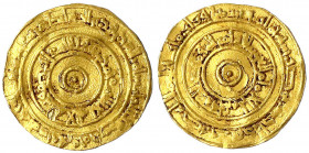 Fatimiden
Al Aziz, 976-997 (AH 365-386)
Dinar AH 368 = 979, Misr. 4,17 g.
sehr schön, gewellt. Nicol 702.