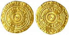 Fatimiden
Al Aziz, 976-997 (AH 365-386)
Dinar AH 384 = 994/995, Misr. 4,06 g.
sehr schön, gewellt, minimal beschnitten. Nicol 721.